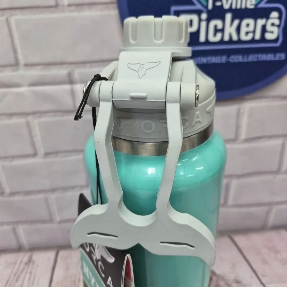 NWT ORCA HYDRA 34 oz Water Bottle Whale Tail Handle Seafoam - Picture 2 of 9